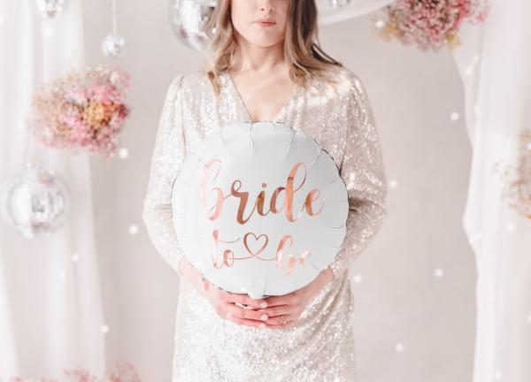 Folienballon rund - Bride to be, weiß roségold - ø 45cm